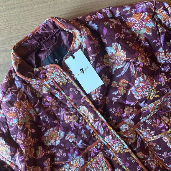 7 for All Mankind Floral Crop Quilted Barn Jacket - Picture 5 of 7